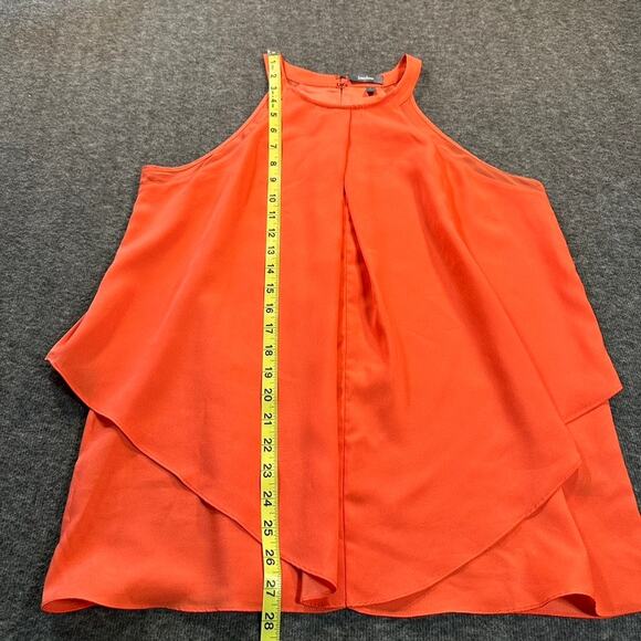 Neiman Marcus Tank Top Womens Large Bright Peach Sleeveless Halter Layered Crepe - Picture 6 of 9